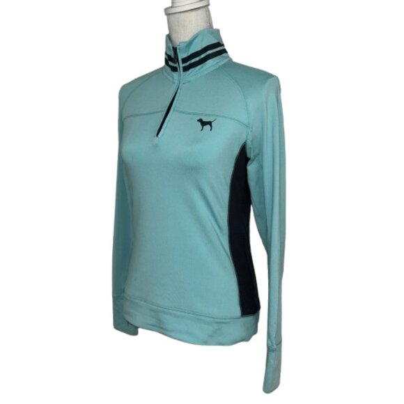 PINK Ultimate Victoria's Secret Teal Hem Quarter Zip Pullover Women's - Picture 3 of 12